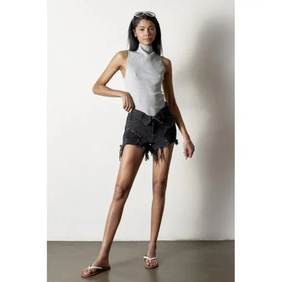 INSANE GENE BLACK FLIP WOMEN'S SHORTS HOT PANTS JEANS